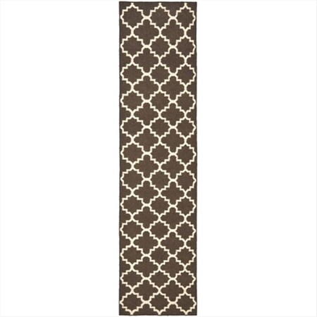 Safavieh 2 Ft. -6 In. X 10 Ft. Runner Contemporary Dhurries- Brown And Ivory- Flatweave Rug DHU554C-210